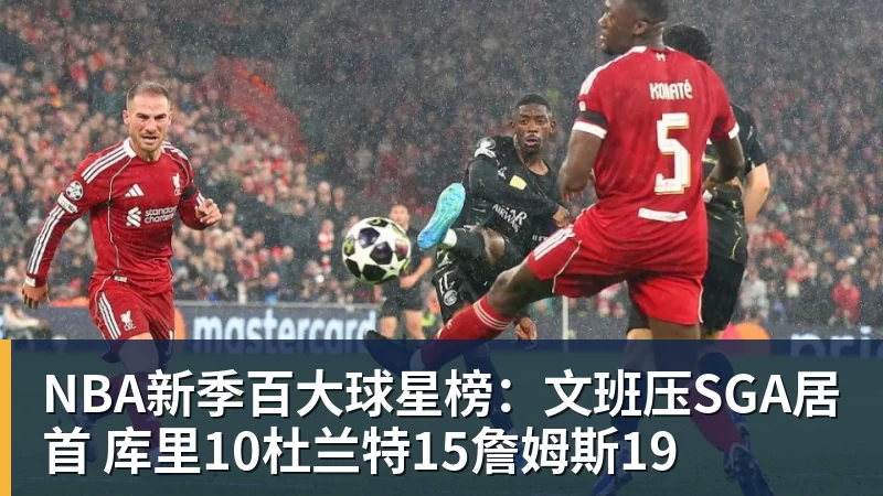 NBA新季百大球星榜：文班压SGA居首 库里10杜兰特15詹姆斯19
